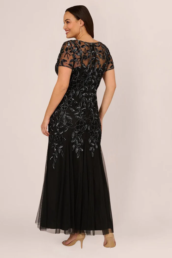 Beaded Mother of the Bride and Groom Dress in Black