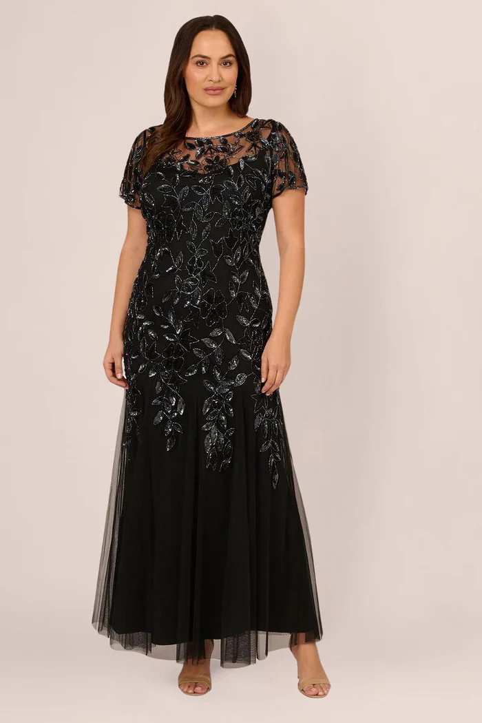 Beaded Mother of the Bride and Groom Dress in Black
