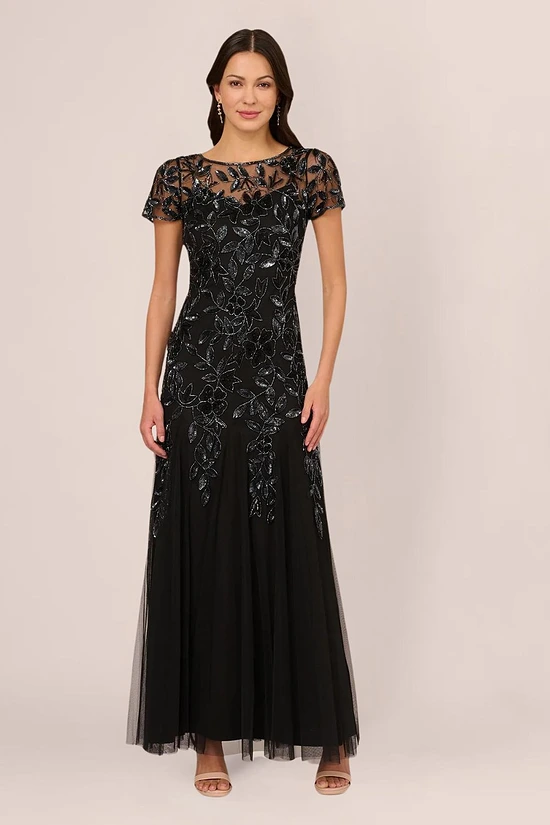 Beaded Mother of the Bride and Groom Dress in Black