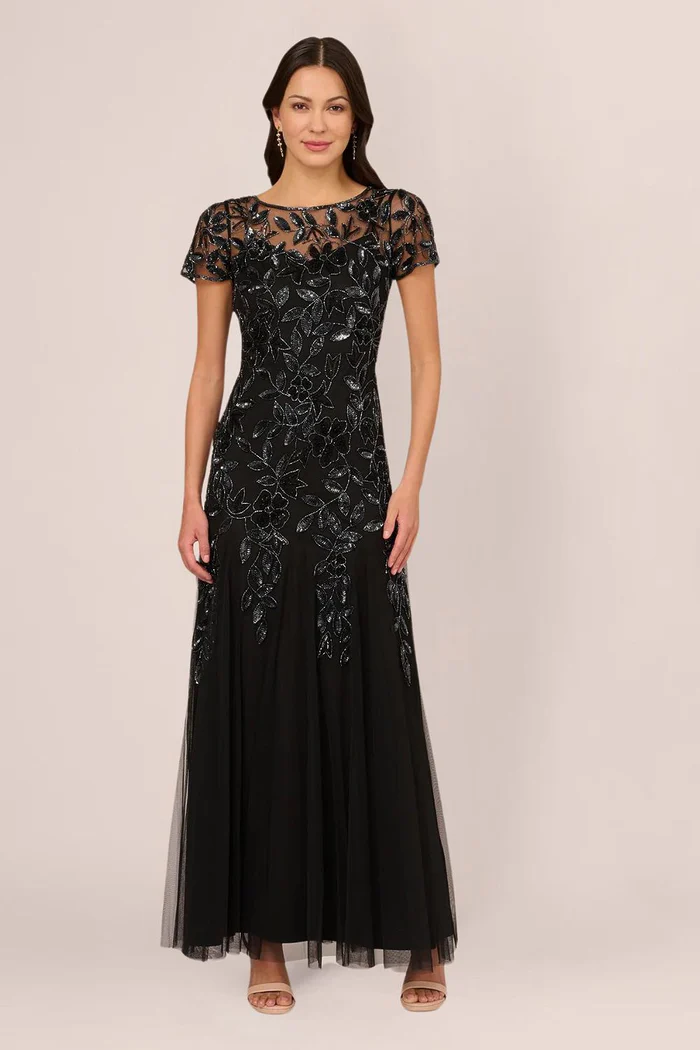 Beaded Mother of the Bride and Groom Dress in Black
