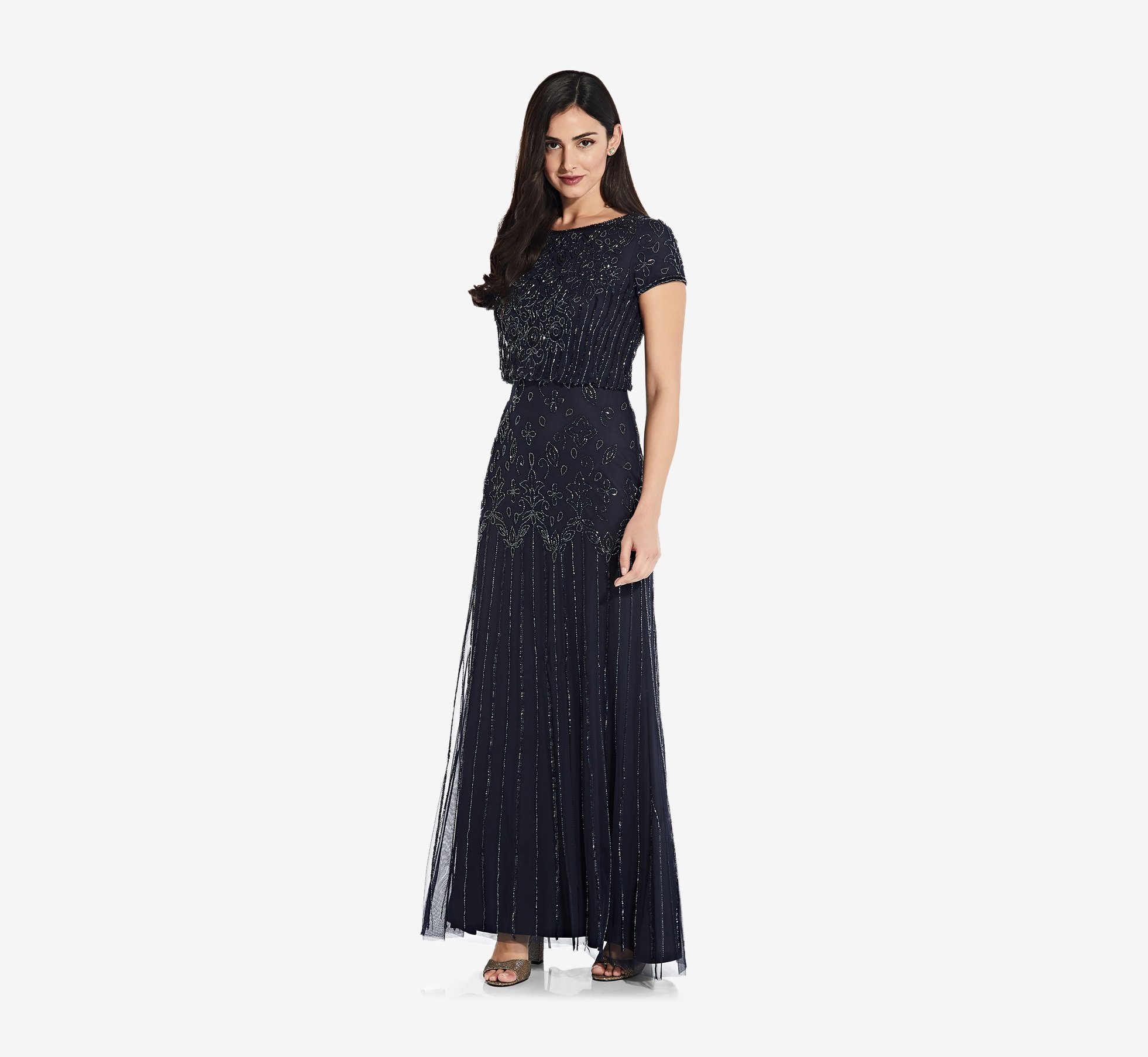 Gloriana Short Sleeve Beaded Gown by 