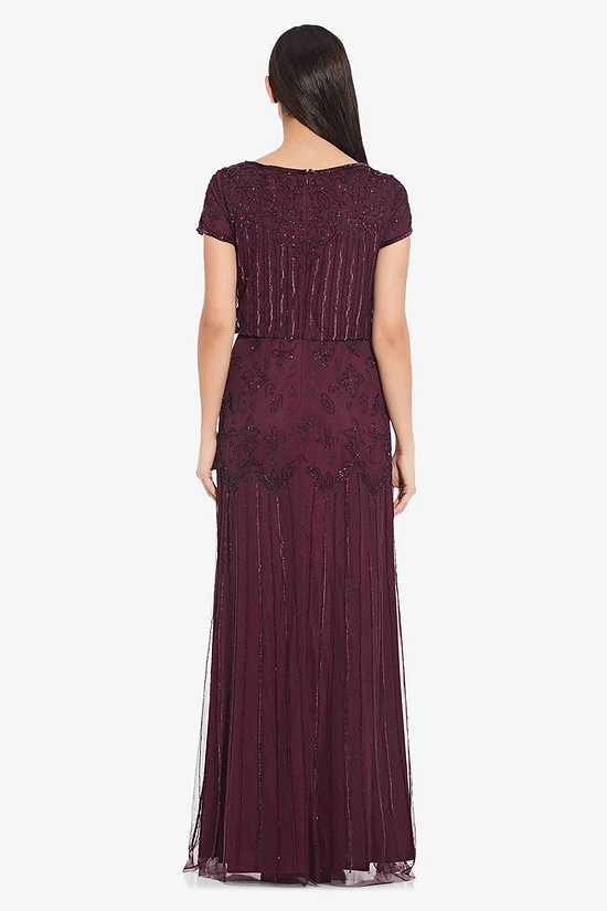 GLORIANA SHORT SLEEVE BEADED GOWN– CASSIS 2