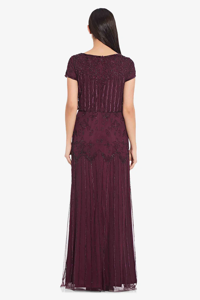 GLORIANA SHORT SLEEVE BEADED GOWN– CASSIS 2