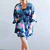 Sienna Navy Blue Floral Satin Robe