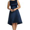 BATEAU NECK SATIN HIGH LOW COCKTAIL DRESS– MIDNIGHT 1