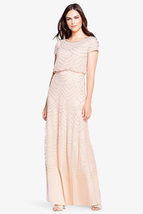 EVELYN ART DECO BEADED GOWN– BLUSH 1