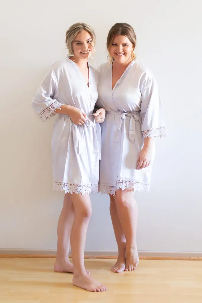 Ella Lilac Purple Lace Satin Robe