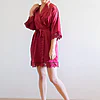 Ella Burgundy Red Lace Satin Robe