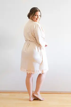 Ella Champagne Lace Satin Robe