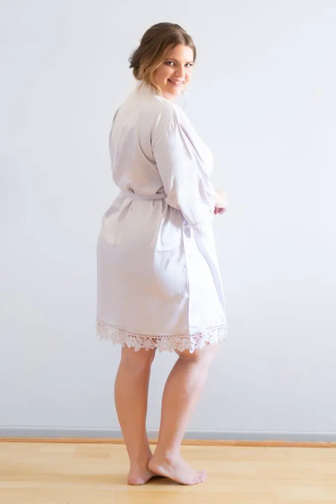 Ella Lilac Purple Lace Satin Robe