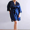 Ella Navy Blue Lace Satin Robe