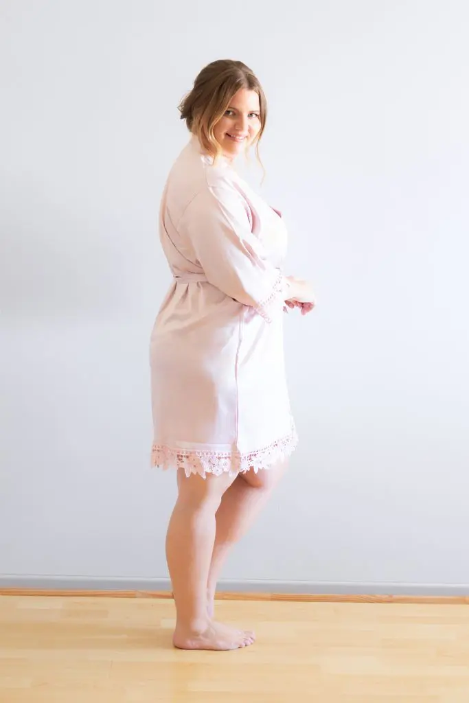 Ella Nude Pink Lace Satin Robe