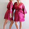 Ella Burgundy Red Lace Satin Robe
