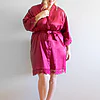 Ella Burgundy Red Lace Satin Robe