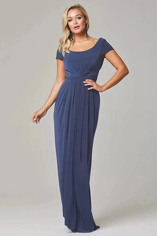 GLORIA CAP SLEEVE DRESS – DUSTY INDIGO 1