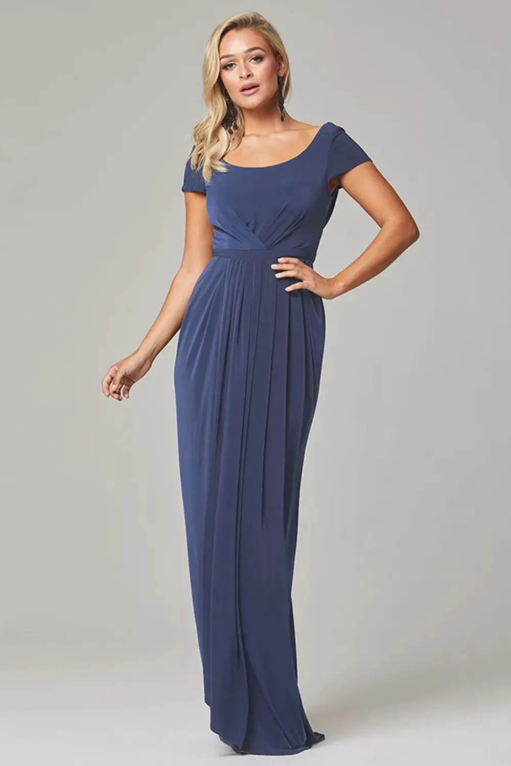 GLORIA CAP SLEEVE DRESS – DUSTY INDIGO 1