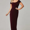 GLORIA CAP SLEEVE DRESS– WINE 1