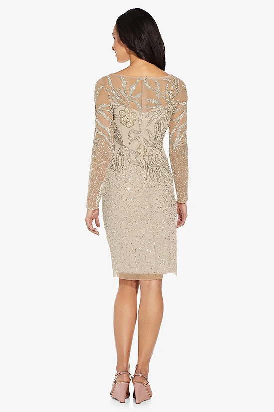JOANNA FULL SLEEVE FLORAL SEQUIN DRESS– BISCOTTI 2
