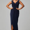 KALANI DRAPED JERSEY DRESS – NAVY BLUE 1