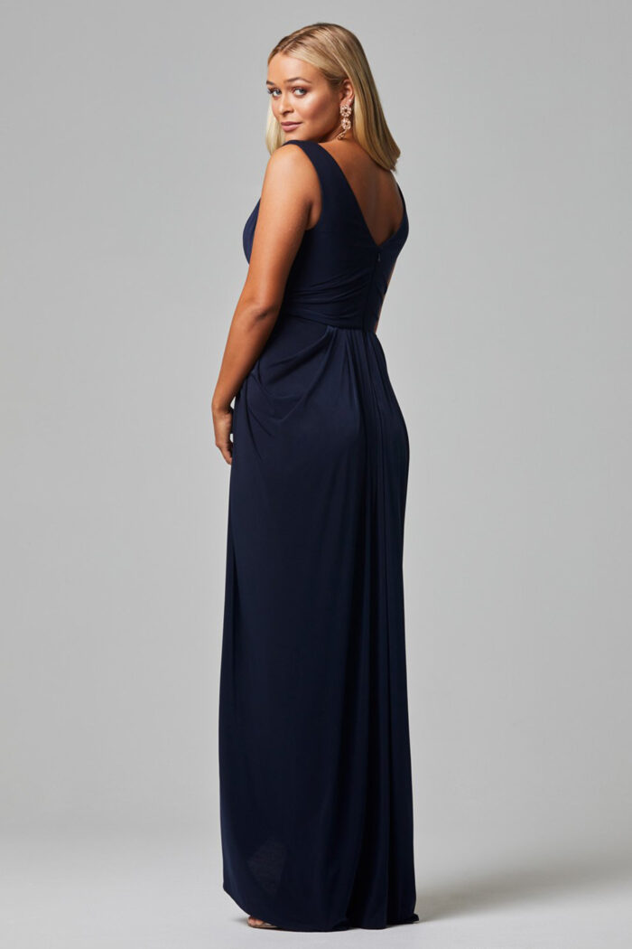 KALANI DRAPED JERSEY DRESS – NAVY BLUE 2
