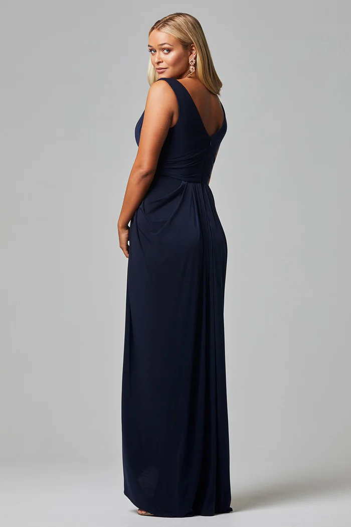 KALANI DRAPED JERSEY DRESS – NAVY BLUE 2