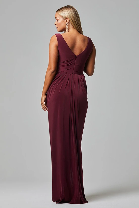 KALANI DRAPED JERSEY DRESS– WINE 2