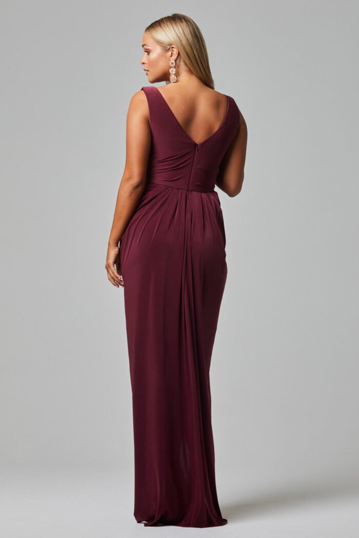 KALANI DRAPED JERSEY DRESS– WINE 2
