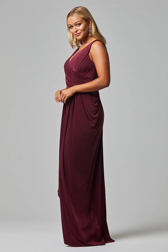 KALANI DRAPED JERSEY DRESS– WINE 3