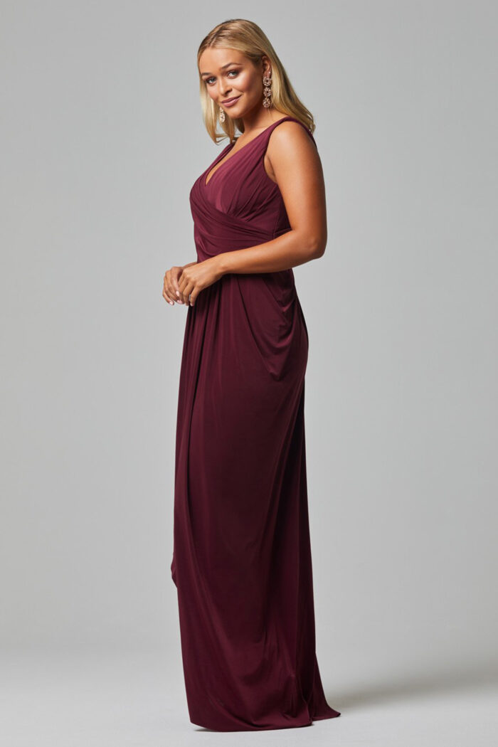 KALANI DRAPED JERSEY DRESS– WINE 3