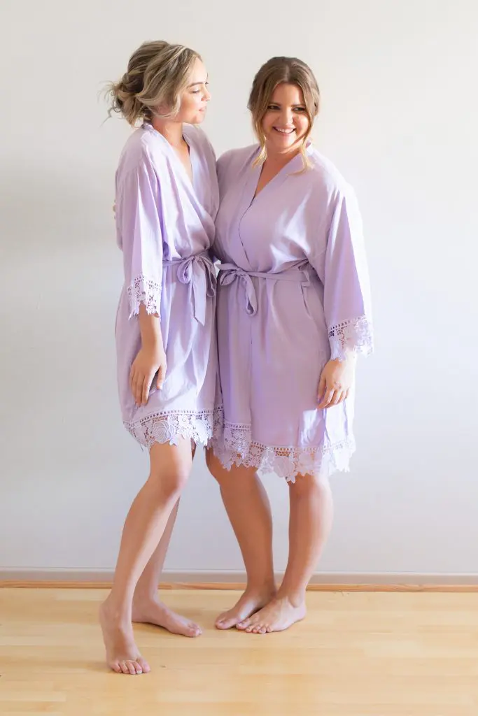 Rosa Lilac Purple Cotton Lace Robe