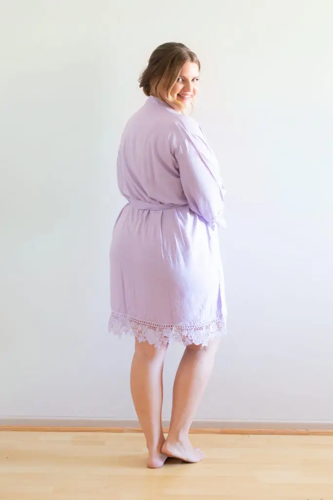 Rosa Lilac Purple Cotton Lace Robe