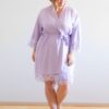 Rosa Lilac Purple Cotton Lace Robe