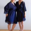Rosa Navy Blue Cotton Lace Robe