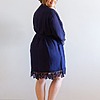 Rosa Navy Blue Cotton Lace Robe