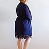 Rosa Navy Blue Cotton Lace Robe
