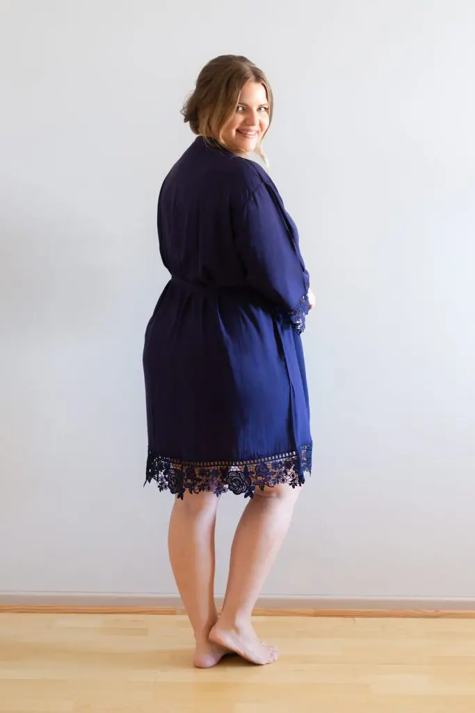 Rosa Navy Blue Cotton Lace Robe