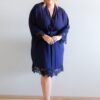 Rosa Navy Blue Cotton Lace Robe