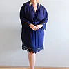 Rosa Navy Blue Cotton Lace Robe
