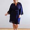 Rosa Navy Blue Cotton Lace Robe