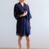 Rosa Navy Blue Cotton Lace Robe