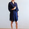 Rosa Navy Blue Cotton Lace Robe