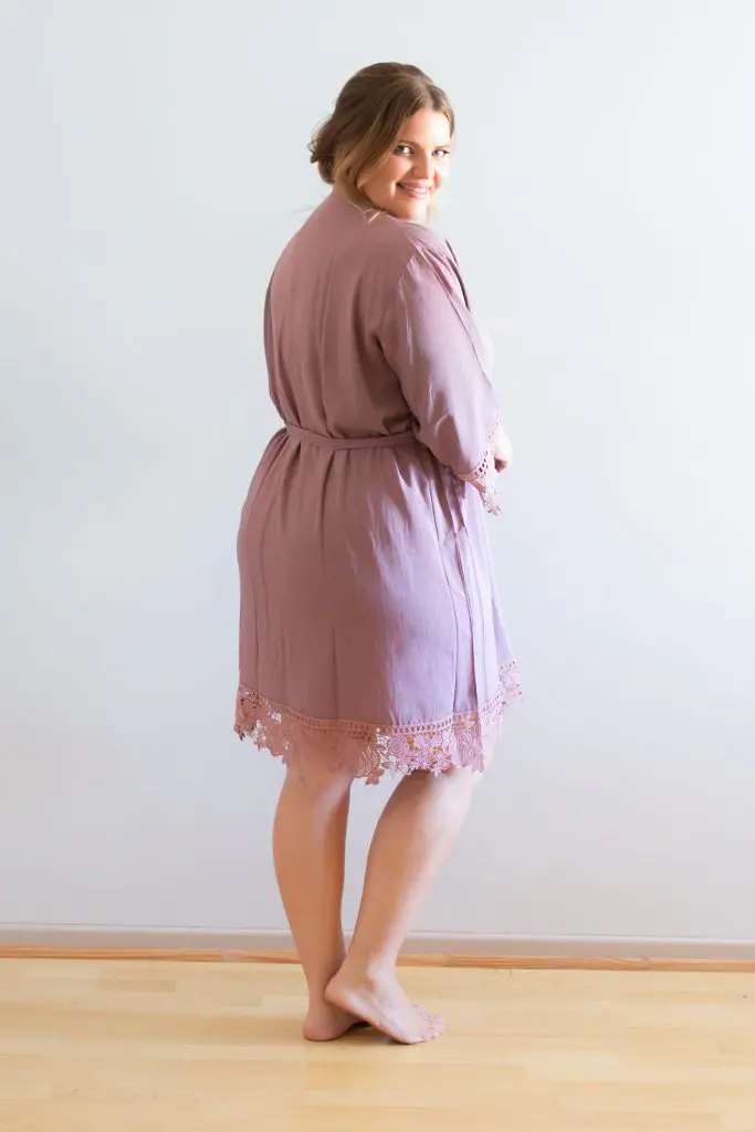 Rosa Mauve Purple Cotton Lace Robe