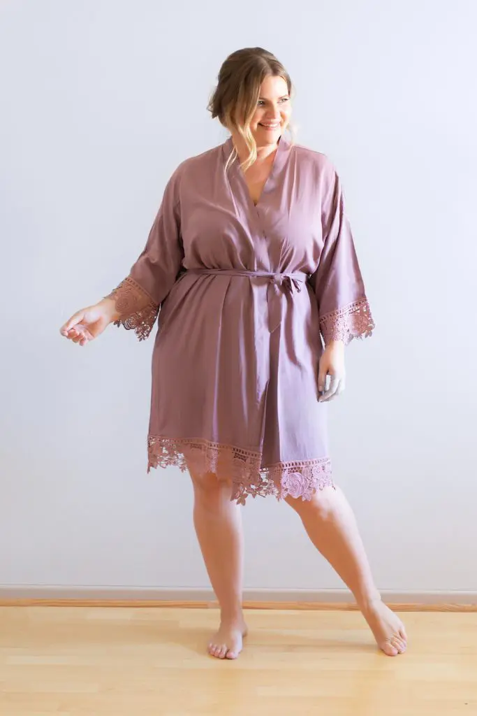 Rosa Mauve Purple Cotton Lace Robe