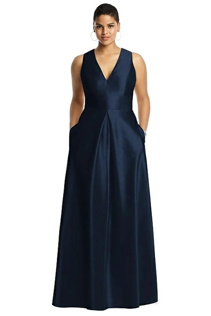SLEEVELESS DUPION DRESS WITH POCKETS– MIDNIGHT