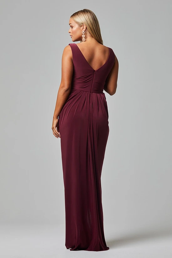 Kalani Draped Jersey Dress by Tania Olsen - Wine