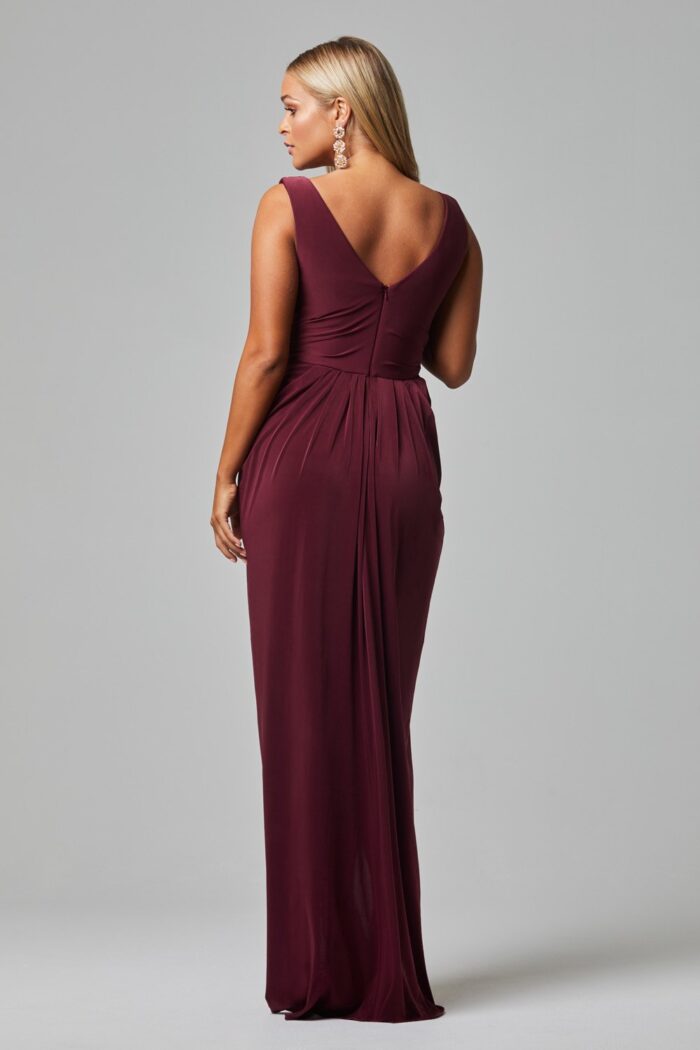 Kalani Draped Jersey Dress by Tania Olsen - Wine