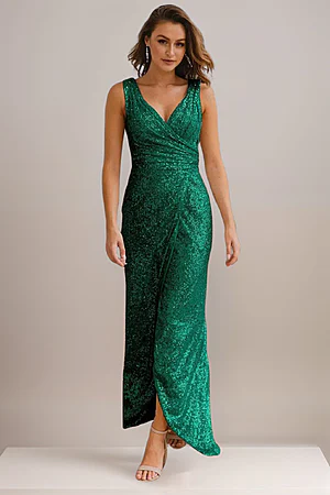 Alexandria Emerald Sequin Evening Gown by Tania Olsen