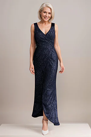 Alexandria Navy Sequin Evening Gown by Tania Olsen