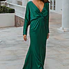NELSON FULL SLEEVE SATIN GOWN – EMERALD 1