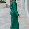 NELSON FULL SLEEVE SATIN GOWN – EMERALD 2